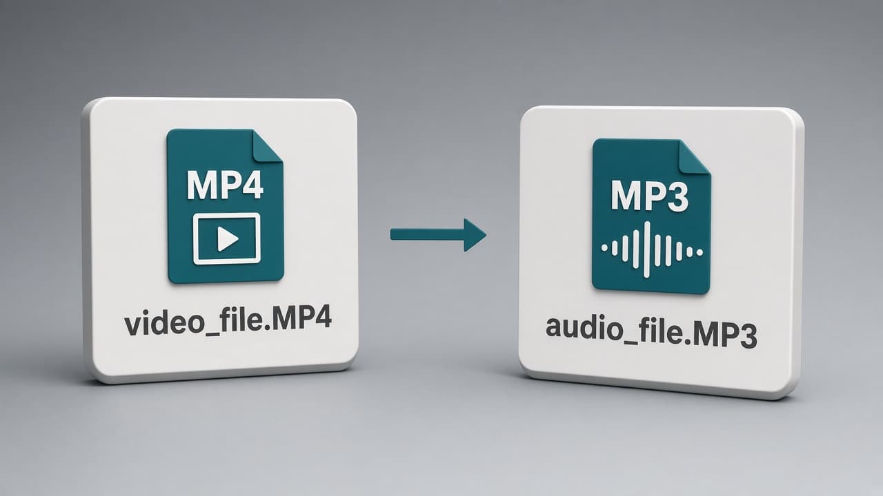 3D MP4 file card converting to an MP3 file card
