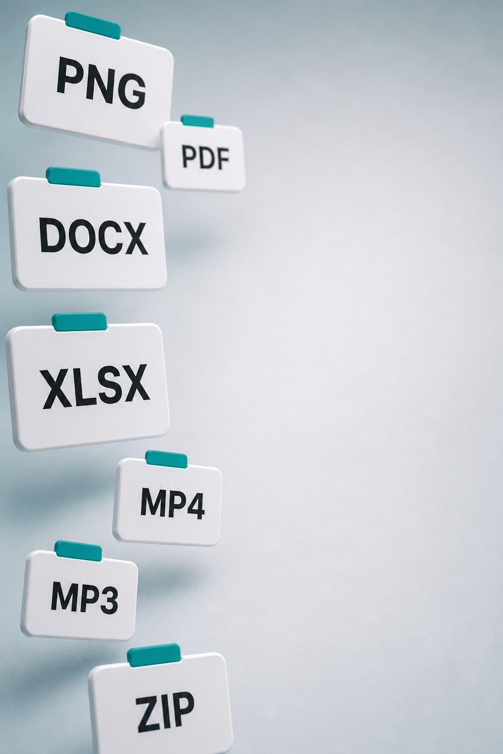 3D file cards converting PNG to WEBP among PDF, DOCX, and MP4